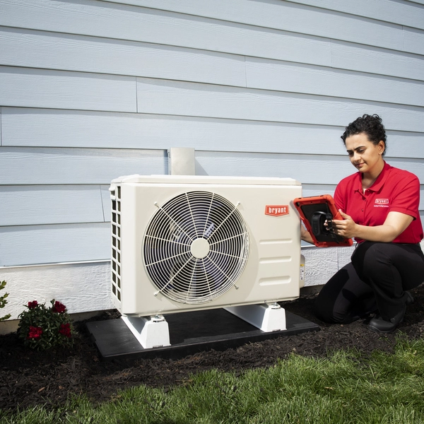 bryant Ductless unit tech working outside