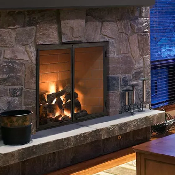 wood fireplace